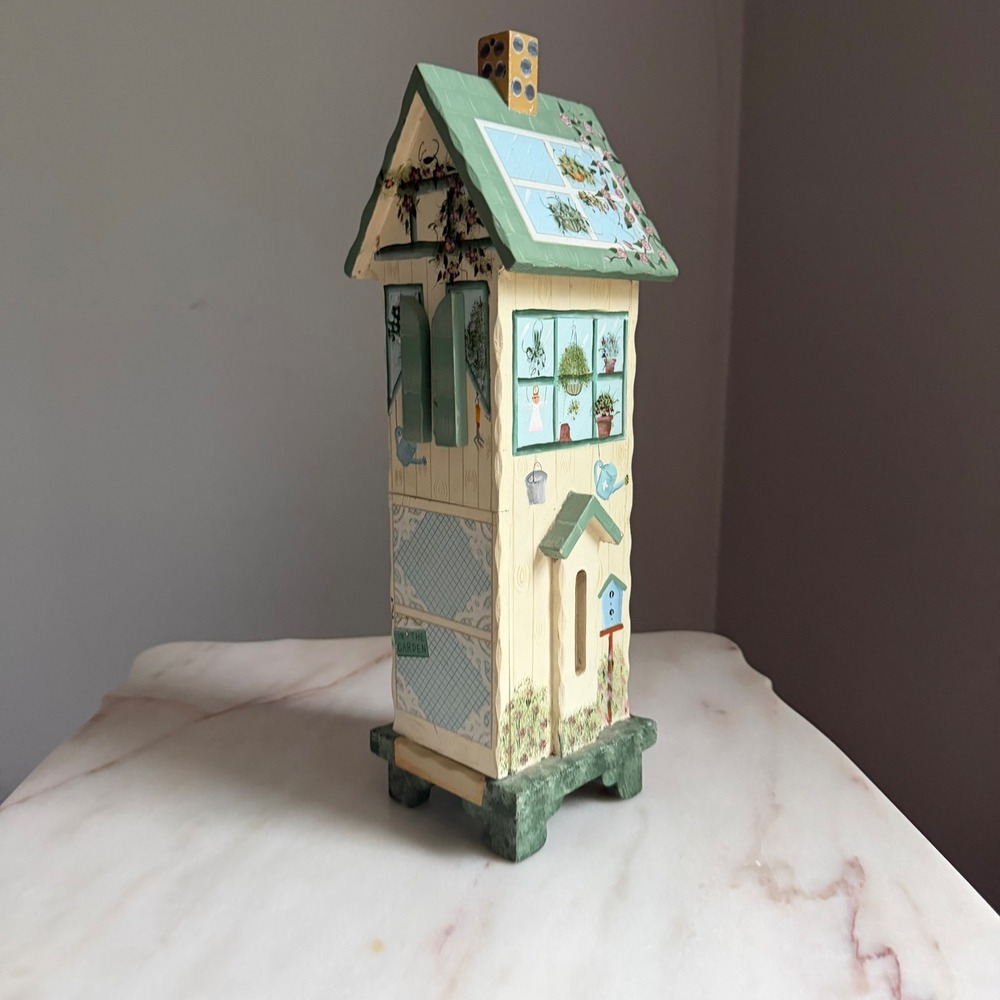 Vintage Kathy Hatch Hand Painted Wooden Butterfly Garden House Cottagecore